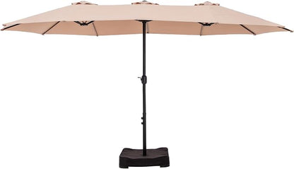 HERA'S PALACE 15ft Patio Umbrella, Base Included, Rectangular, Beige | outdoor, table, large, 15, rectangle, double, pool, stand, clearance, outside, triple, shade, sun