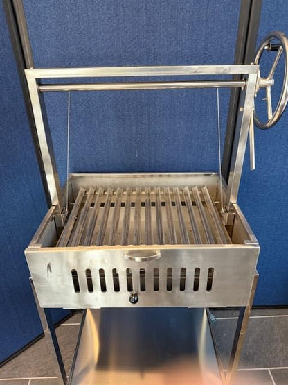 Santa Maria Grill Built in BBQ Cooking Grill -Argentine Barbecue V grate adjustable height- Stand alone cart 28&1/2 inch by 22 inch