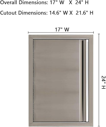 Outdoor Kitchen Doors, 24" W x 17" H BBQ Access Door, 304 Stainless Steel BBQ Doors for Indoor/Outdoor Kitchen, Outdoor Cabinet, BBQ Island