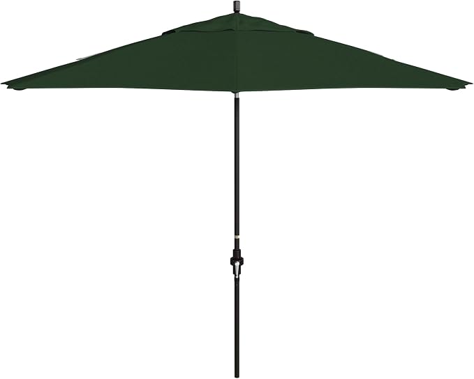 California Umbrella 11Ft Premium Patio Umbrella, Hand-Crank, Tilt-Collar, Bronze Frame, Solution Dyed Hunter Green Fabric
