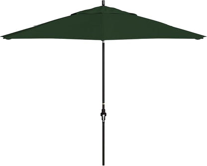 California Umbrella 11Ft Premium Patio Umbrella, Hand-Crank, Tilt-Collar, Bronze Frame, Solution Dyed Hunter Green Fabric