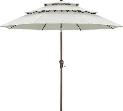 ABCCANOPY 11Ft 3 Tiers Market Umbrella, Outdoor Table Umbrella for for Patio, Deck, Backyard (Light Beige)