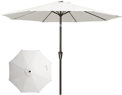 JEAREY 10FT Patio Umbrellas Outdoor Table Umbrella with Push Button Tilt and Crank, Market Umbrella 8 Sturdy Ribs UV Protection Waterproof for Pool, Garden (White)