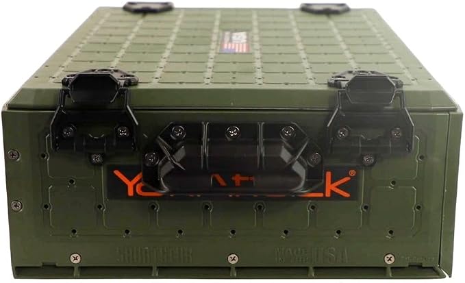 YakAttack ShortStak Solo Storage Box - Size & Color Options | Standalone Low-Profile Crate with Lid, Hinges & Latches | GridLoc Mounting Panels | Slider Feet for Under-Seat Use | Made in USA