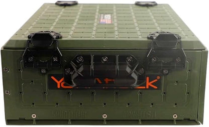 YakAttack ShortStak Solo Storage Box - Size & Color Options | Standalone Low-Profile Crate with Lid, Hinges & Latches | GridLoc Mounting Panels | Slider Feet for Under-Seat Use | Made in USA