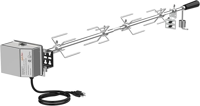 onlyfire Universal Grill Replacement Rotisserie Kit - 45'' & 53'' X 1/2'' Hexagon Spit Rod, Stainless Steel Electric Motor