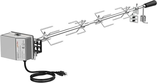 onlyfire Universal Grill Replacement Rotisserie Kit - 45'' & 53'' X 1/2'' Hexagon Spit Rod, Stainless Steel Electric Motor