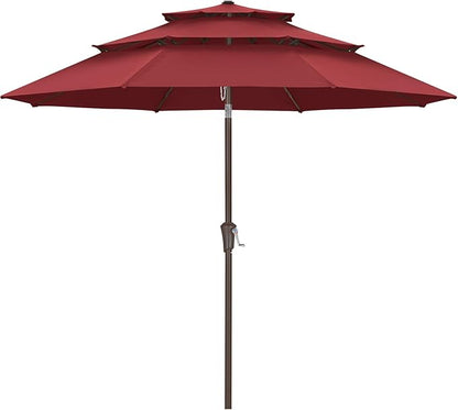ABCCANOPY 9Ft 3 Tiers Market Umbrella, Outdoor Table Umbrella for Patio, Deck, Backyard (Burgundy)