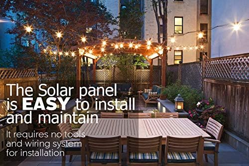 Sunlitec Solar String Lights Waterproof LED Indoor/Outdoor Hanging Umbrella Lights with 25 Bulbs - 27 Ft Patio Light for Deckyard Tents Market Cafe Gazebo Porch Party Decor (25 Light Bulb)