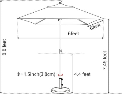 EliteShade USA 10-Year-Non-Fading 6x6Ft Square Market Patio Umbrella, UPF 50+ UV Protection Performance Sun Umbrella, Heavy Duty Commercial Grade Outdoor Table Umbrella with Crank, Windproof Vented Top for Garden, Pool, Deck and Outdoor Playsets, Teal