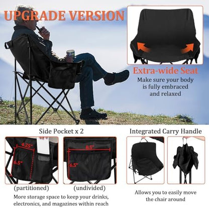 Joyfair Portable Charcoal Grill with Camping Beach Chair for Adult, Small Tabletop Barbecue Grill for Outdoor Camping Backyard Party BBQ Cooking, Extra Thick Steel & Heavy Duty