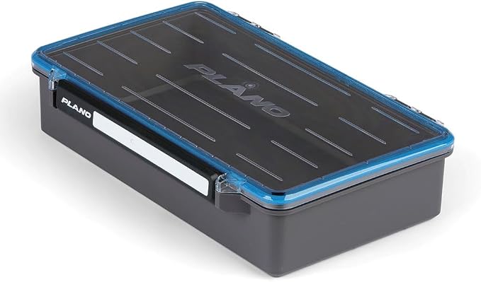 Plano StowAway 3700 Waterproof Deep Open Tackle Box, IPX7 Waterproof, with Rustricor, Single Latch Design, Transparent DuraView Lid, Stackable Storage for Fishing Bait, Lures and Gear