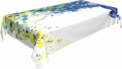 TKS MITLAN Blue Peacock Tablecloth Decor Animal Feathers Watercolor Exotic Table Cloth Dining Room Kitchen Table Cover 60" X 84" Oblong/Rectangle