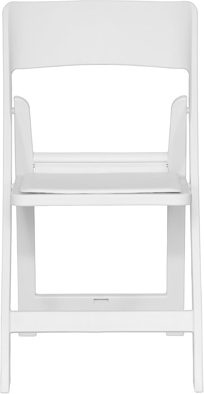 Flash Furniture Hercules Tucker Commercial White Resin Folding Chair - Lightweight, Vinyl Padded Removable Seat, Indoor Outdoor Use, Event & Wedding Ready, Set of 2