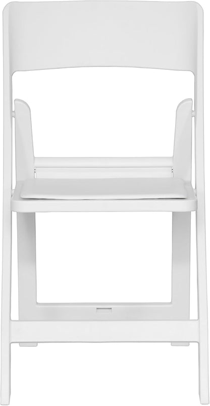 Flash Furniture Hercules Tucker Commercial White Resin Folding Chair - Lightweight, Vinyl Padded Removable Seat, Indoor Outdoor Use, Event & Wedding Ready, Set of 2