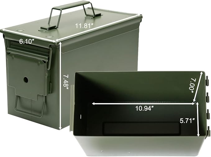 Aolamegs 50 Cal Ammo Can – Locking Hardware Kit and Stainless Steel Padlock，Ammo Box Military & Army M2A1