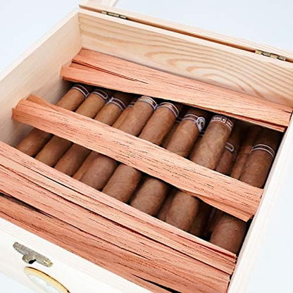 Woho 120 Packs Spanish Cedar Cigar Lighter Cedar Wood Spills Strips Sticks, Cigar Matches for Cigar Lighting, Pipe Smoking Accessories and Humidor for Tupperdor Cigar Box Tray Jar and Case(0.01"Thick)