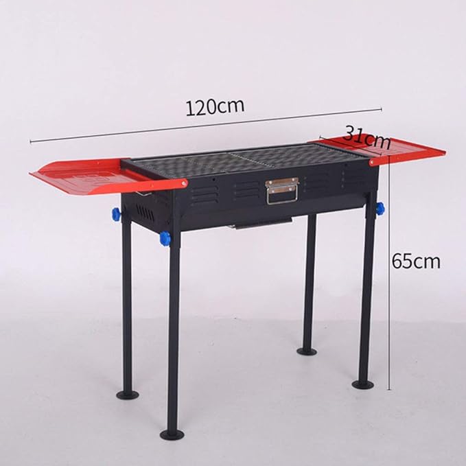 Portable Charcoal Grill Folding Charcoal BBQ Grill Utensil Stainless Steel Barbecue Grill, for Outdoor BBQ Garden Terrace Camping Picnic 120 * 31 * 65Cm