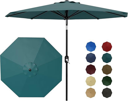 GarveeLife 9FT Patio Umbrella Outdoor, Table Umbrella with Push Button Tilt and Crank, 8 Sturdy Ribs UV Protection Waterproof for Garden, Pool, Market, Deck