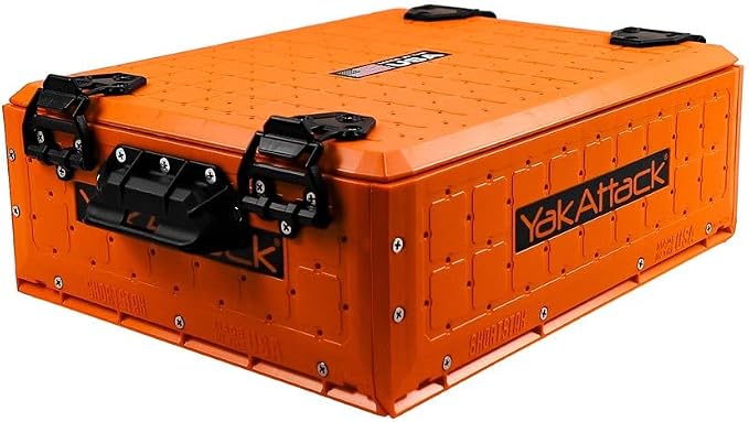 YakAttack ShortStak Solo Storage Box - Size & Color Options | Standalone Low-Profile Crate with Lid, Hinges & Latches | GridLoc Mounting Panels | Slider Feet for Under-Seat Use | Made in USA