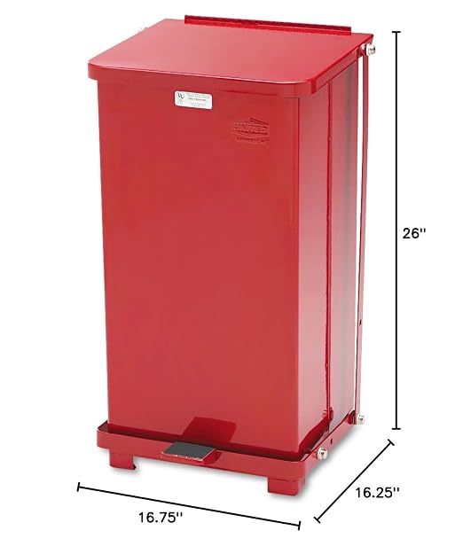 Rubbermaid Commercial Products Defenders Biohazard Steel Trash Can, Step-On, 6.5 GAL, Red, Hospital/Doctor's Office/Healthcare Facilities