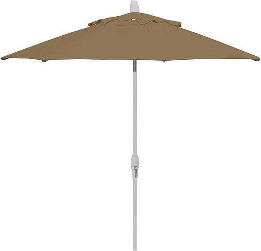 Treasure Garden 9ft Patio Umbrella – Outdoor Furniture Market Umbrella – Deluxe Auto-Tilt – White Aluminum Frame (O’bravia, Sand)