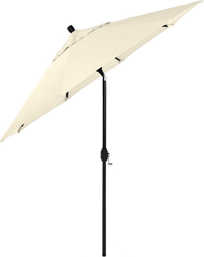 California Umbrella 12-Year-Non-Fading, 9Ft Premium Sunbrella Patio Umbrella, Hand-Crank, Button-Tilt, Black Frame, Canvas Fabric