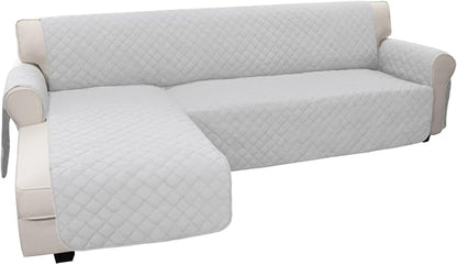 Easy-Going Sofa Slipcover L Shape Sofa Cover Sectional Couch Cover Furniture Protector Mat for Pets Dog Cat (Large,Light Gray/Light Gray) | Soft Sofa Slipcover For Dogs, Fits Left/Right Chaise Lounge Protector, Water Resistant Mat For Living Room
