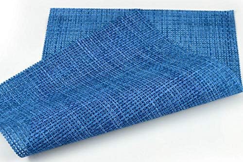 Zupro Placemats Set of 4 for Kitchen Dining Table Washable Braided Table Mats Heat-Resistant Placemats Non-Slip Woven PVC Vinyl Place Mats for Everyday use or Holidays Dinner BBQs 18"x12" (Hemp Blue)