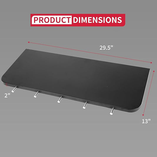 Utheer Folding Front Shelf for Pit Boss Austin XL 1000 Onyx & Savannah 1500, 29.5" Heavy-Duty Grill Prep Table with 5 Hooks, Space-Saving Steel Front Shelf