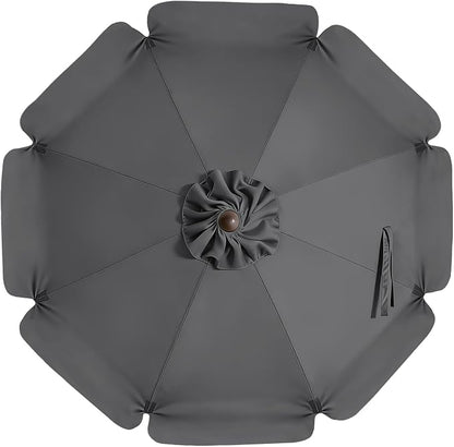 MASTERCANOPY Valance Patio Umbrella 10 ft Replacement Canopy for 8 Ribs-Charcoal Grey Canopy Only