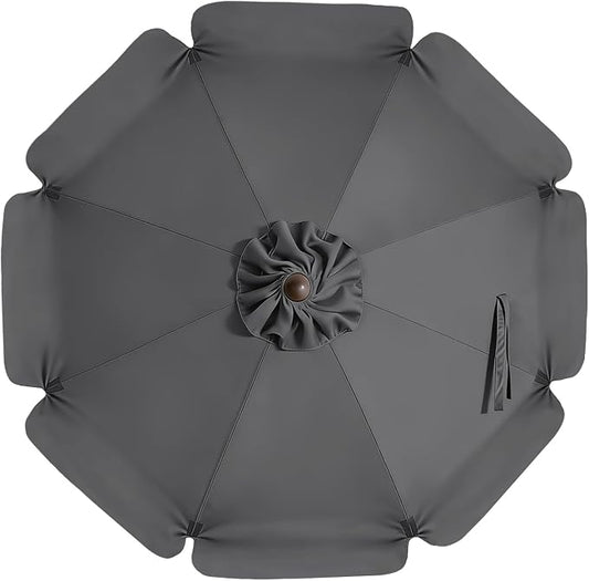 MASTERCANOPY Valance Patio Umbrella 10 ft Replacement Canopy for 8 Ribs-Charcoal Grey Canopy Only