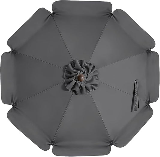 MASTERCANOPY Valance Patio Umbrella 9 ft Replacement Canopy for 8 Ribs-Charcoal Grey Canopy Only