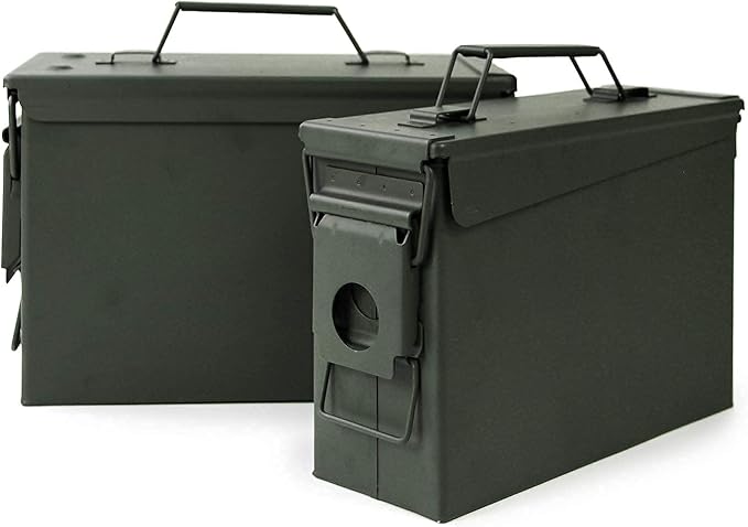 GUGULUZA Metal Ammo Can 30 50 Cal, Waterproof Airtight Ammo Containers Case | Heavy-Duty Ammunition Storage Case Military Container, Lockable Box w/Flip Top for Long-Term Storage Bullet, 30Cal and 50 Cal