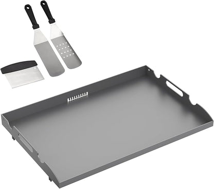 22 Inch Griddle Top for Blackstone with Spatula Set, Flat Top Griddle Replacement Part for Blackstone 1666 1813 1833 2203 with Rear Grease System, Powder Coated Steel Healthy Non-Toxic Durable