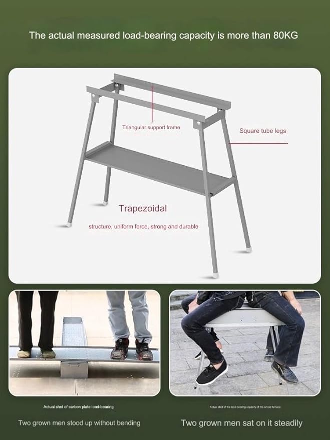 Charcoal Grill Stainless Steel Folding Portable BBQ Kit for Outdoor Cooking, Camping, Hiking, Picnic, Tailgate, Backpacking or Any Outdoor Event(18 * 50 * 43cm)