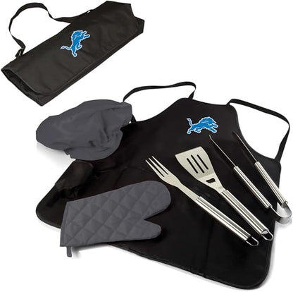 Picnic TIME BBQ Apron Tote Pro Grill Set, (Black with Gray Accents)