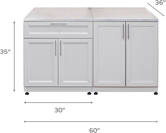 Blue Sky Outdoor Living White Shaker 2-Piece Outdoor Kitchen Combo Set – Weather-Resistant Modular Cabinets