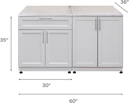 Blue Sky Outdoor Living White Shaker 2-Piece Outdoor Kitchen Combo Set – Weather-Resistant Modular Cabinets