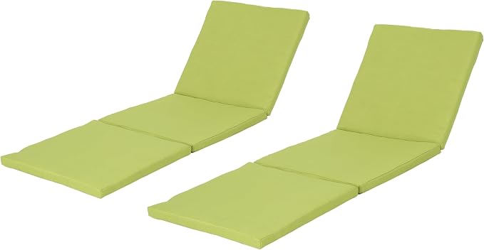 Christopher Knight Home Jamaica Outdoor Water Resistant Chaise Lounge Cushions, 2-Pcs Set, Green