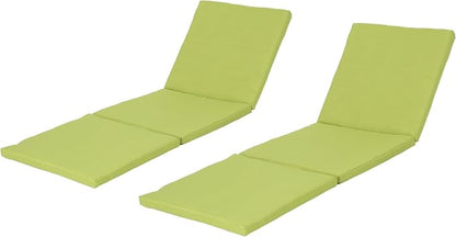 Christopher Knight Home Jamaica Outdoor Water Resistant Chaise Lounge Cushions, 2-Pcs Set, Green