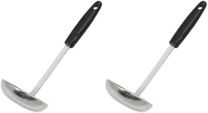 Chef Craft Select Cooking Ladle, 11.5 inch, Stainless Steel/Black (Pack of 2)