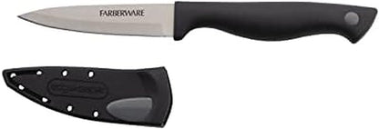 Farberware Edgekeeper 3.5-Inch Paring Knife with Self-Sharpening Blade Cover, High Carbon-Stainless Steel Kitchen Knife with Ergonomic Handle, Razor-Sharp Knife, Black (Pack of 12)
