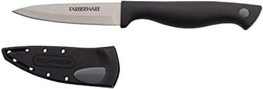 Farberware Edgekeeper 3.5-Inch Paring Knife with Self-Sharpening Blade Cover, High Carbon-Stainless Steel Kitchen Knife with Ergonomic Handle, Razor-Sharp Knife, Black (Pack of 12)