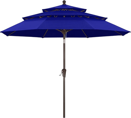 ABCCANOPY 5-Year 10-Year No Fading 9FT 3 Tiers Patio Umbrella, Outdoor Table Umbrella with 8 Sturdy Ribs for Deck, Backyard, Garden, Yard