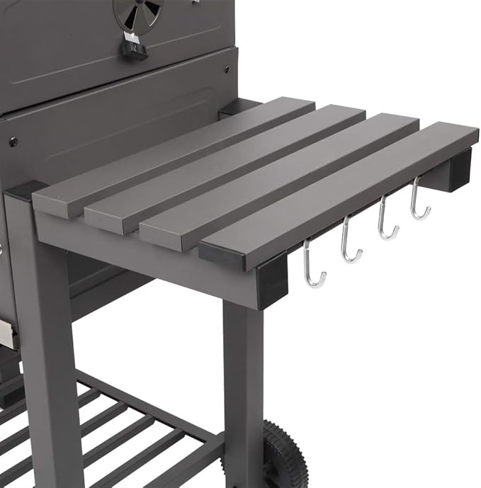 BBQ Charcoal Grill,Portable Barbecue Grill with Thermometer, Ash Tray, Air Outlet,Wheels,for Outdoor Picnic, Camping, Patio Backyard Balcony Cooking, Black