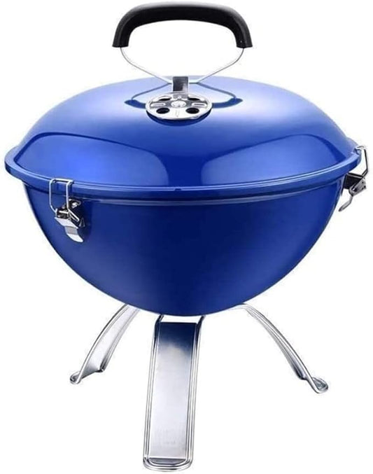 Charcoal Grill Portable Charcoal Grill Stainless Steel Round Outdoor Barbecue BBQ Grill Enamel Stove for Cooking Picnic BBQ Grill(Blue)