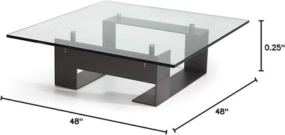 Tempered Glass Table Top 48 Inch Square Flat Polished Edge Clear Surface 1/4 Inch Thick for Home Office or Outdoor Furniture by Fab Glass and Mirror