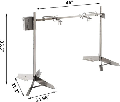 DEWOSEN 46" Outdoor Electric Rotisserie Grill Kit | 125LBS Pig Spit Rotisserie Grill | 45W Rotatable Motor BBQ Rotisserie Kit | Height Adjustable Spit Roaster Stand for Roasting Pig Lamb