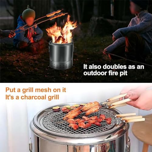 Smokeless Charcoal Barrel Grill,Stainless Steel Kebab Grill,with 28 Skewers/Grill Grate, for Camping, Picnics, Backyard Barbecues (A)